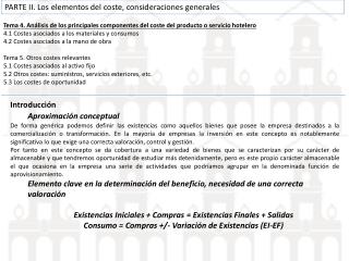 Tema 4. Análisis de los principales componentes del coste del producto o servicio hotelero