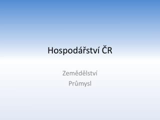 Hospodářství ČR