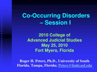 Co-Occurring Disorders – Session I