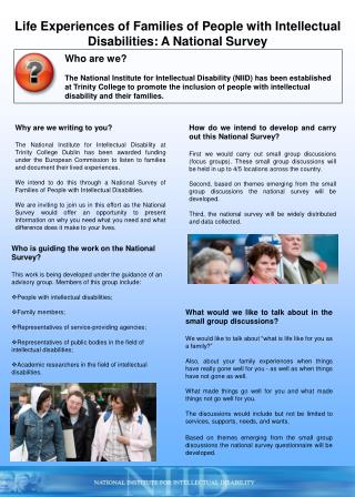 Life Experiences of Families of People with Intellectual Disabilities: A National Survey