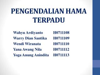 PENGENDALIAN HAMA TERPADU