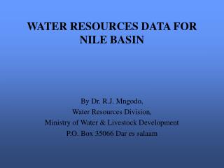 WATER RESOURCES DATA FOR NILE BASIN