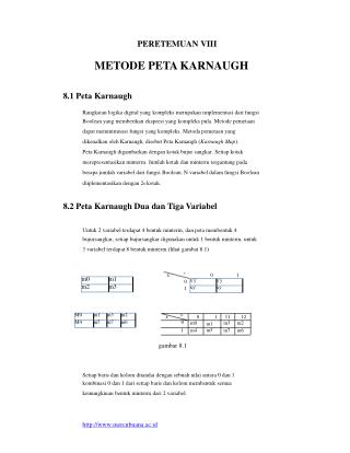 PERETEMUAN VIII METODE PETA KARNAUGH 8.1 Peta Karnaugh