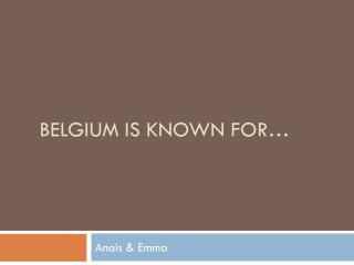 Belgium is known for …