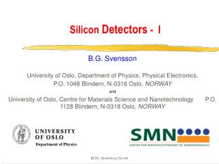 Silicon Detectors - I