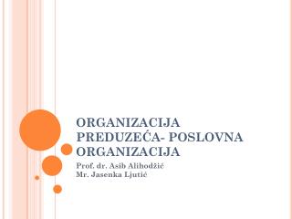 ORGANIZACIJA PREDUZEĆA- POSLOVNA ORGANIZACIJA