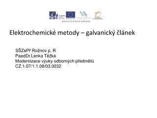 Elektrochemické metody – galvanický článek