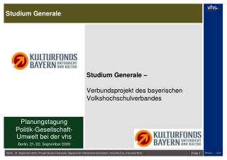 Studium Generale – Verbundsprojekt des bayerischen Volkshochschulverbandes