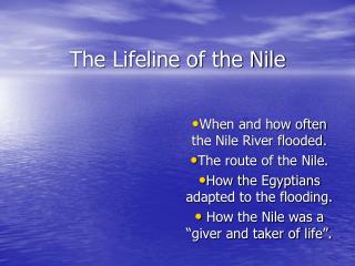 The Lifeline of the Nile