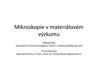 Mikroskopie v materiálovém výzkumu