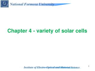 Chapter 4 - variety of solar cells