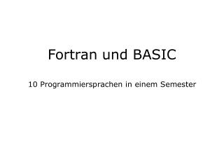 Fortran und BASIC