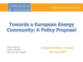 Towards a European Energy Community : A Policy Proposal