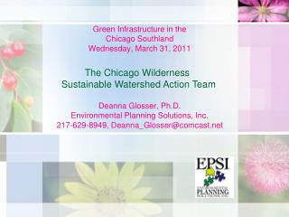 Green Infrastructure in the Chicago Southland Wednesday, March 31, 2011