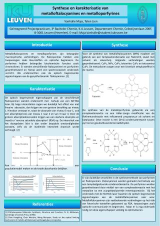 Synthese en karakterisatie van metalloftalocyanines en metalloporfyrines