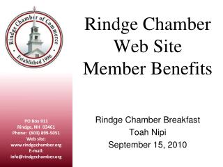 Rindge Chamber Web Site Member Benefits
