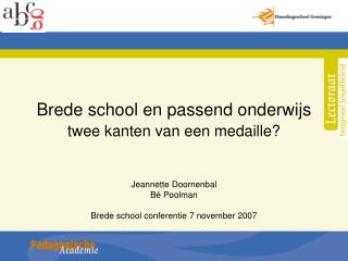 Brede school en passend onderwijs