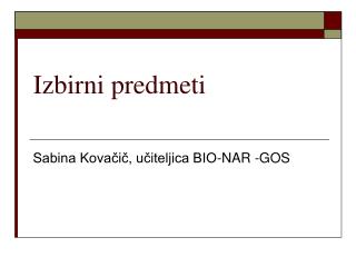 Izbirni predmeti