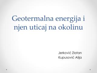 Geotermalna energija i njen uticaj na okolinu