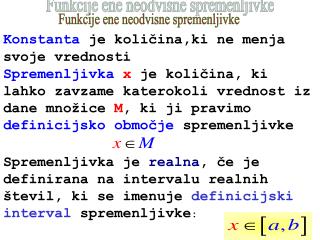 Funkcije ene neodvisne spremenljivke