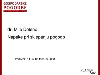 dr. Mile Dolenc Napake pri sklepanju pogodb