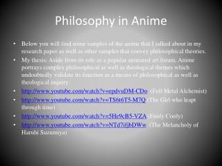 Philosophy in Anime
