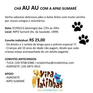 CHÁ AU AU COM A APAE-SUMARÉ