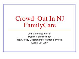 Crowd–Out In NJ FamilyCare