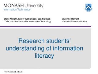 Research students’ understanding of information literacy