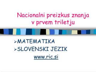 Nacionalni preizkus znanja v prvem triletju