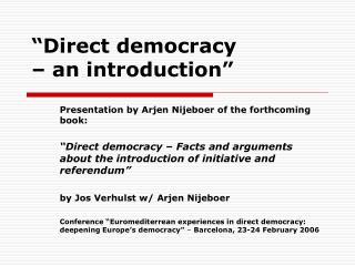 “Direct democracy – an introduction”