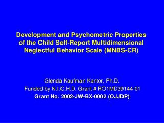 Development and Psychometric Properties of the Child Self-Report Multidimensional Neglectful Behavior Scale (MNBS-CR)
