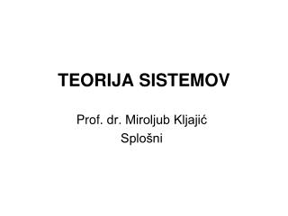 TEORIJA SISTEMOV