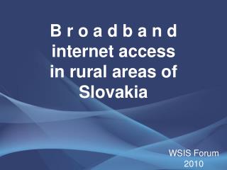 B r o a d b a n d internet access in rural areas of Slovakia