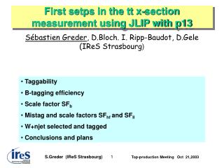 First setps in the tt x-section measurement using JLIP with p13