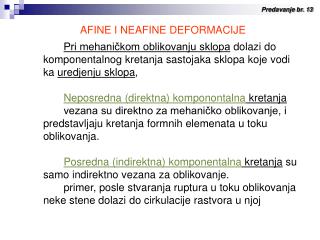 AFINE I NEAFINE DEFORMACIJE