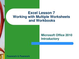 Excel Lesson 7 Working with Multiple Worksheets and Workbooks