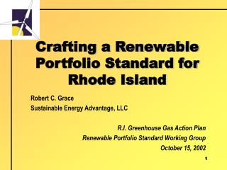 Crafting a Renewable Portfolio Standard for Rhode Island