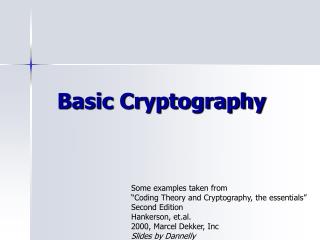 Basic Cryptography