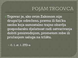 POJAM TRGOVCA