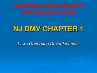 NJ DMV CHAPTER 1