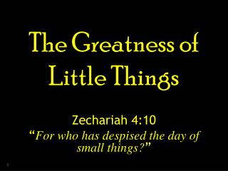 The Greatness of Little Things