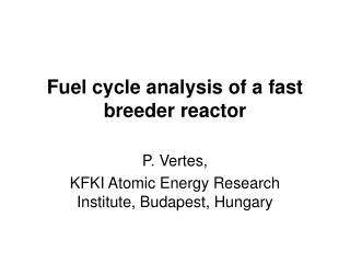 Fuel cycle analysis of a fast breeder reactor