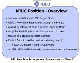 NJUG Position - Overview