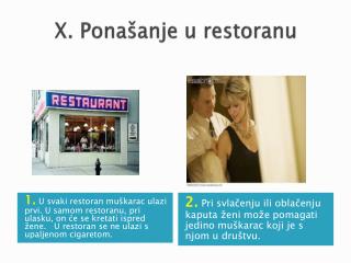 X. Ponašanje u restoranu