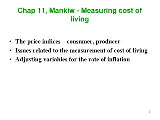 Chap 11, Mankiw - Measuring cost of living