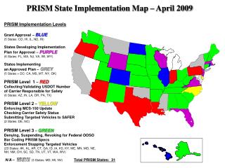 PRISM Implementation Levels Grant Approval – BLUE (5 States: CO, HI, IL, ND, RI)
