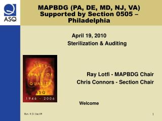 MAPBDG (PA, DE, MD, NJ, VA) Supported by Section 0505 – Philadelphia