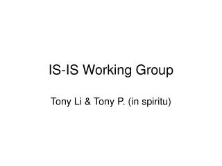 IS-IS Working Group