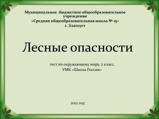 Муниципальное бюджетное общеобразовательное учреждение «Средняя общеобразовательная школа № 15»